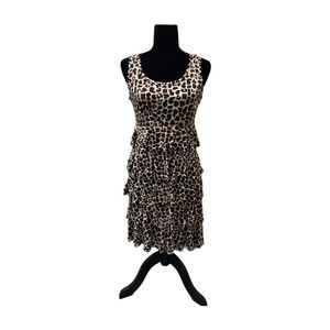 Dress Barn Leopard Print Sleeveless Ruffled Dress, Size 10, Pre-owned
